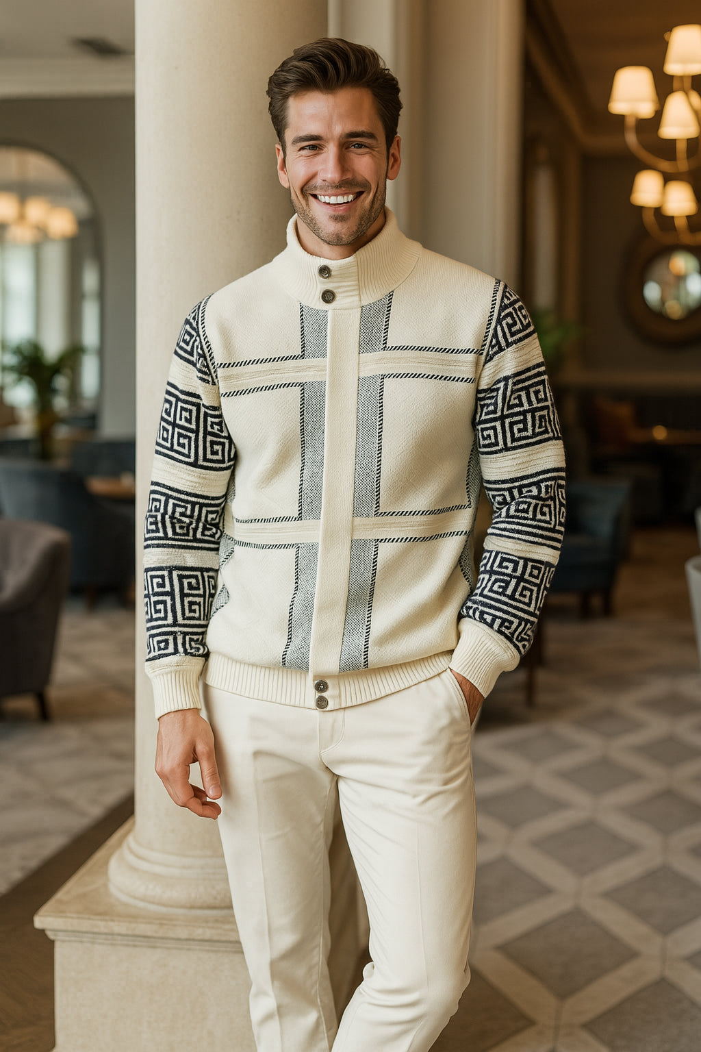 SilverSilk Suede Patch Full Zip Sweater |11012