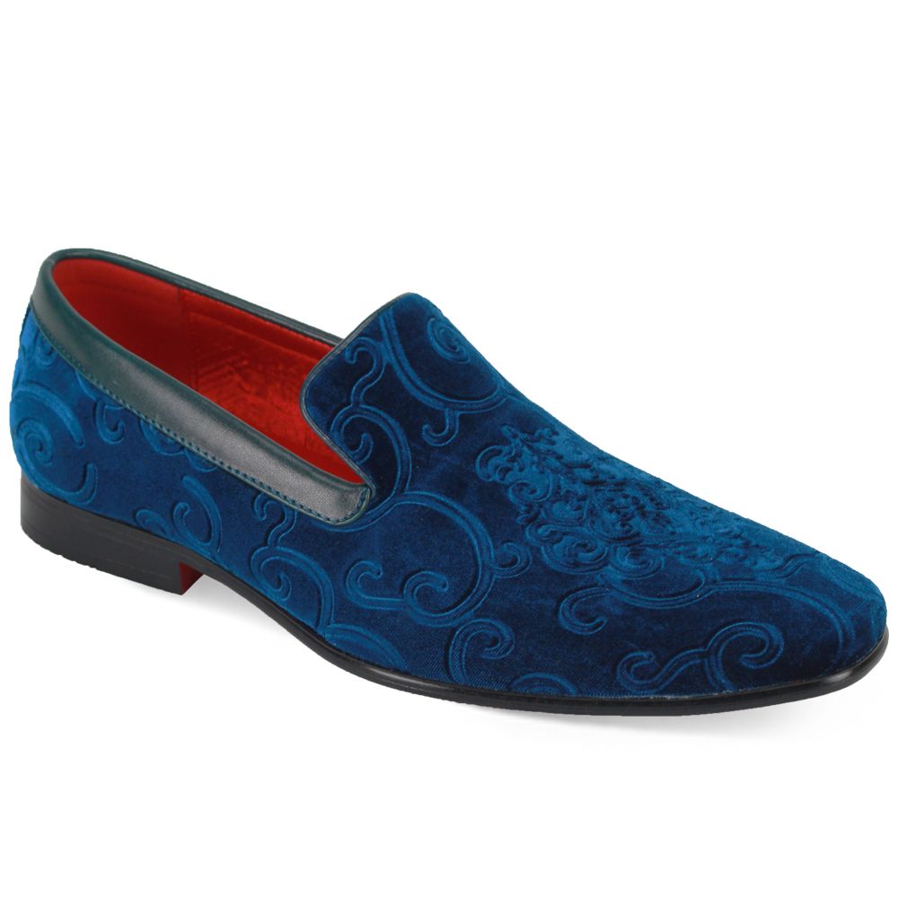 Velvet Paisley Loafers - Blue - Midnight Blue Velvet Applique Loafers main image 2