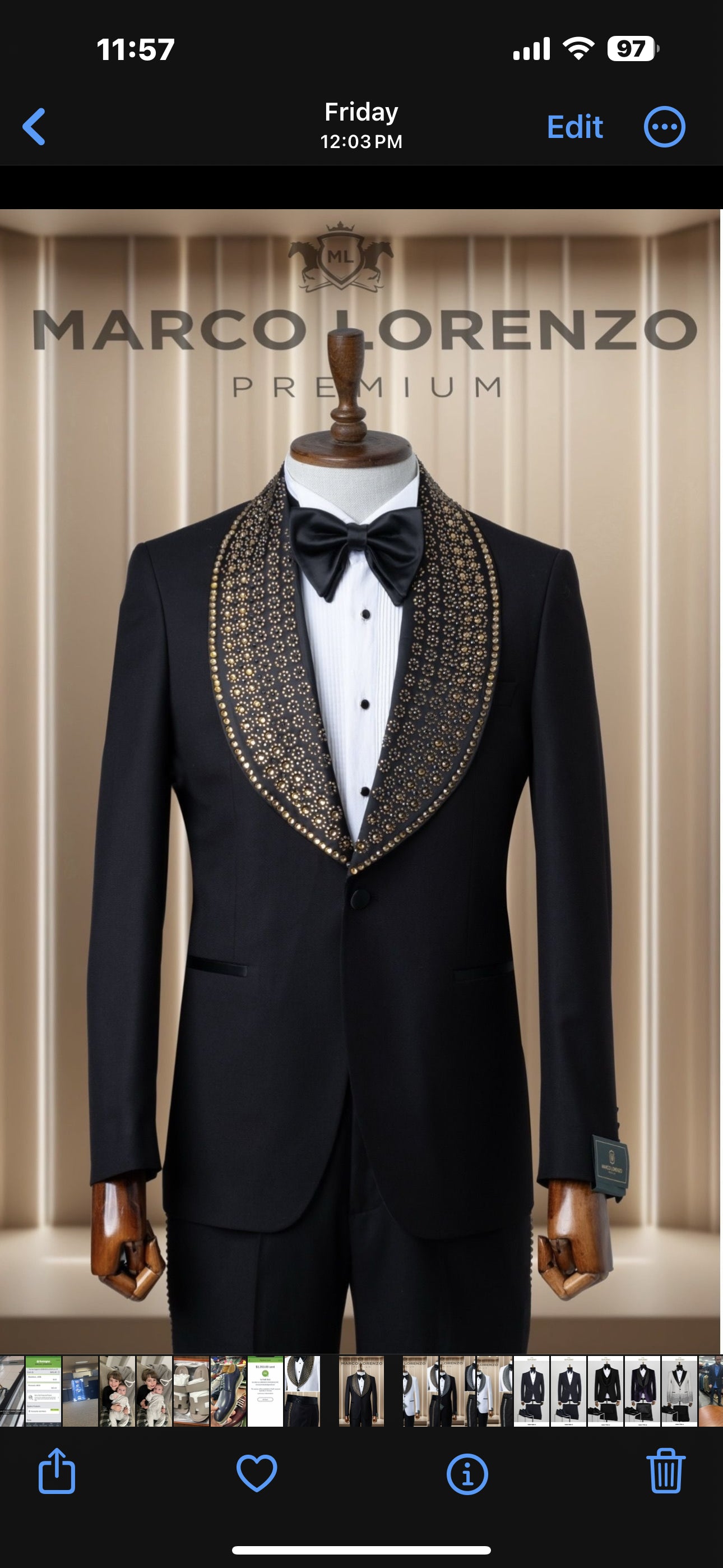 Marco Lorenzo| Slim Fit Wide Collar Studded Tuxedo-The City Warehouse-Menswear