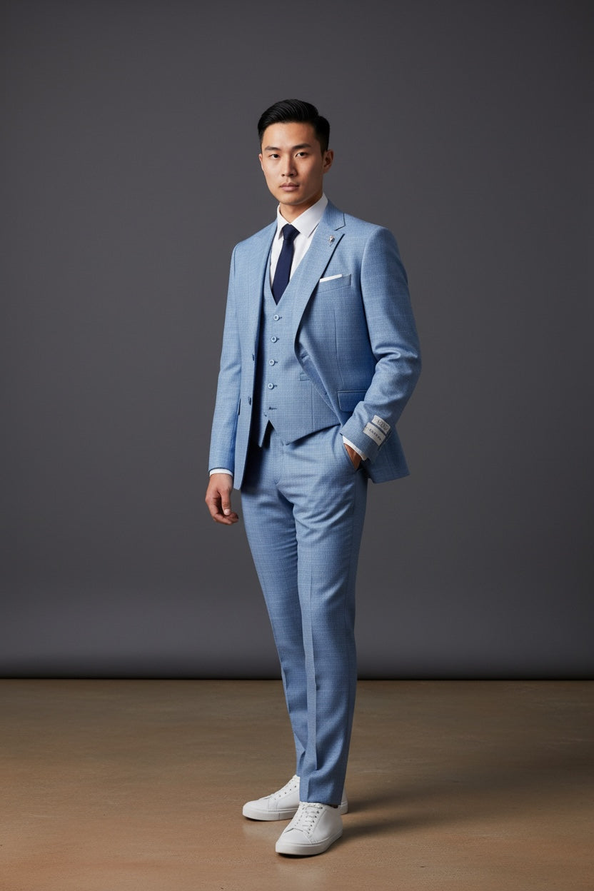 Saboo | 3pc Textured Solid Suit | 8011