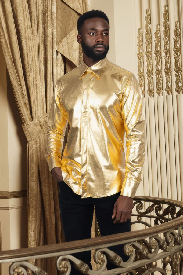Barabas | Metallic Button Down | 4B38 Silver / 3XL Barabas | Metallic Button Down | 4B38 Silver / 3XL