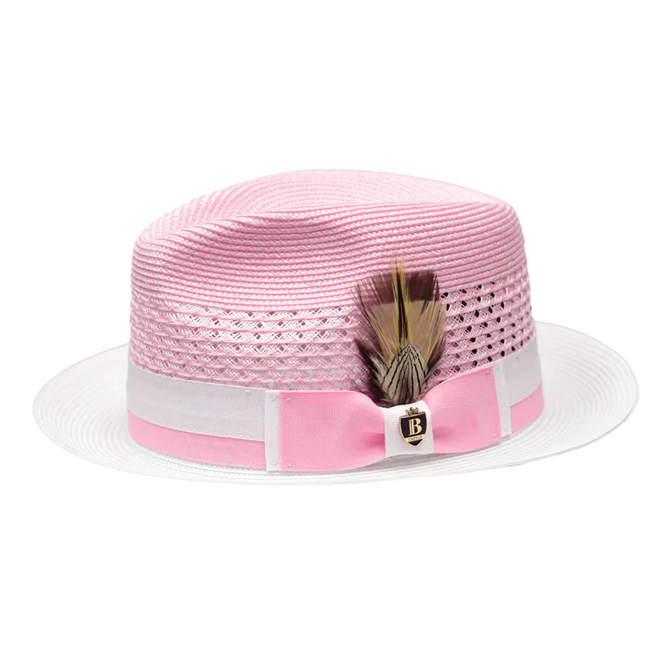 Eddy Brothers California wool Pink fedora hat Wool Felt Gangster Fedora Hat with Satin Hat Band by Bruno  main image 4