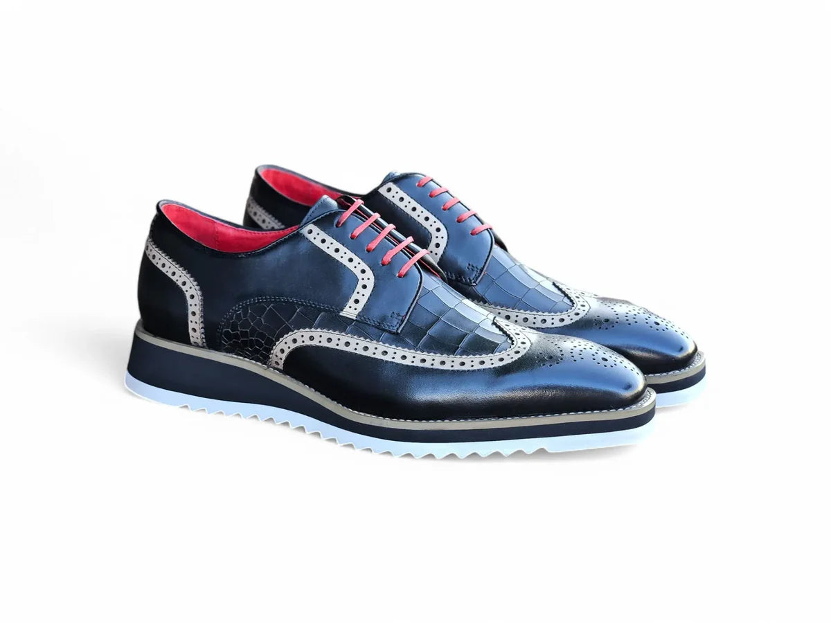 Carrucci Embossed Croco Oxford KS515-35 | Men's Dress Shoes | TCW