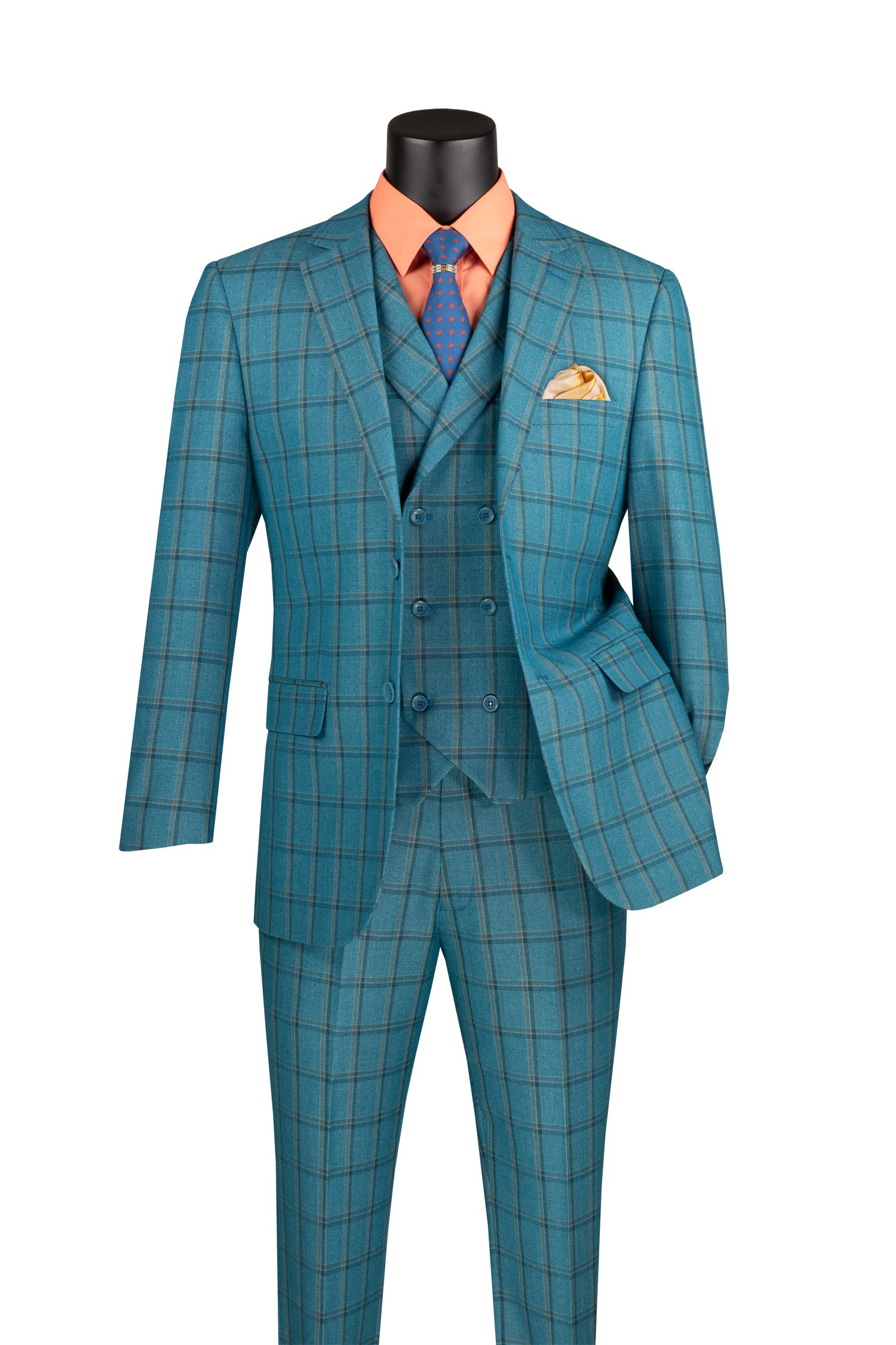 Vinci | 3pc Plaid Suit | MV2W-4-The City Warehouse-Menswear