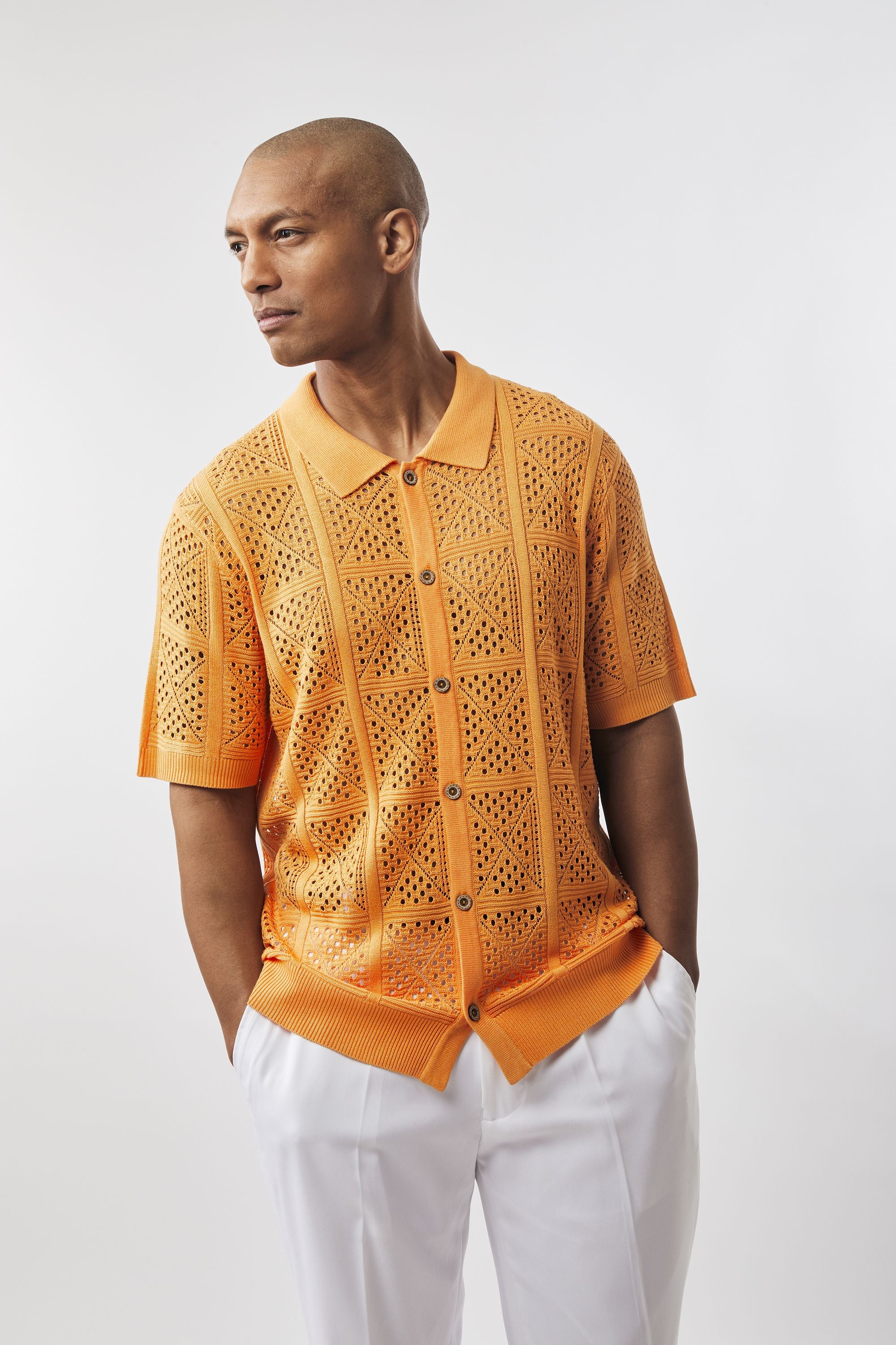 Stacy Adams Shoes Vicenza Button Down Shirt Orange Size 4XL