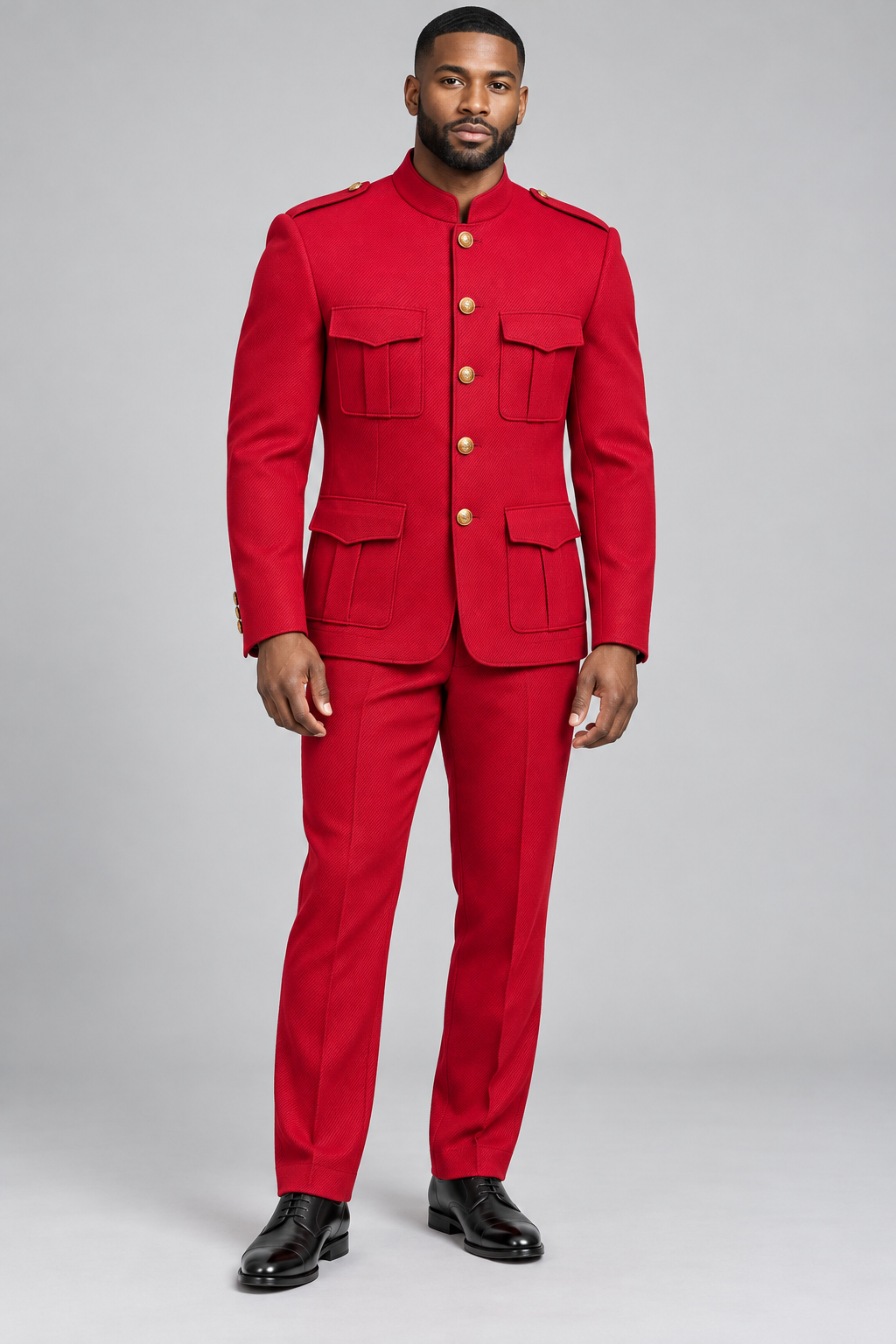 Giovanni Testi Red banded collar suit