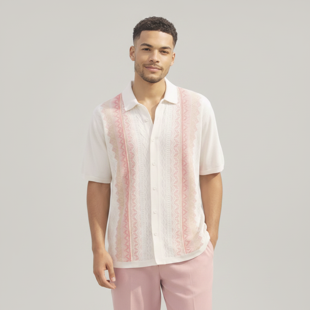 Silversilk 2-Piece Short Sleeve Knit Set in Pink - Style 21012