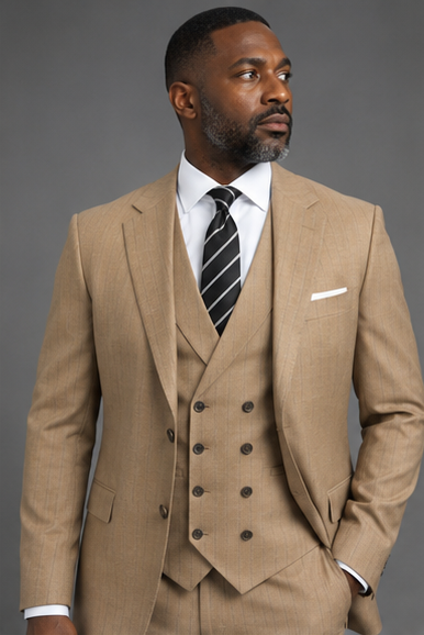 Saboo DB5200 Beige three-piece suit — portrait view