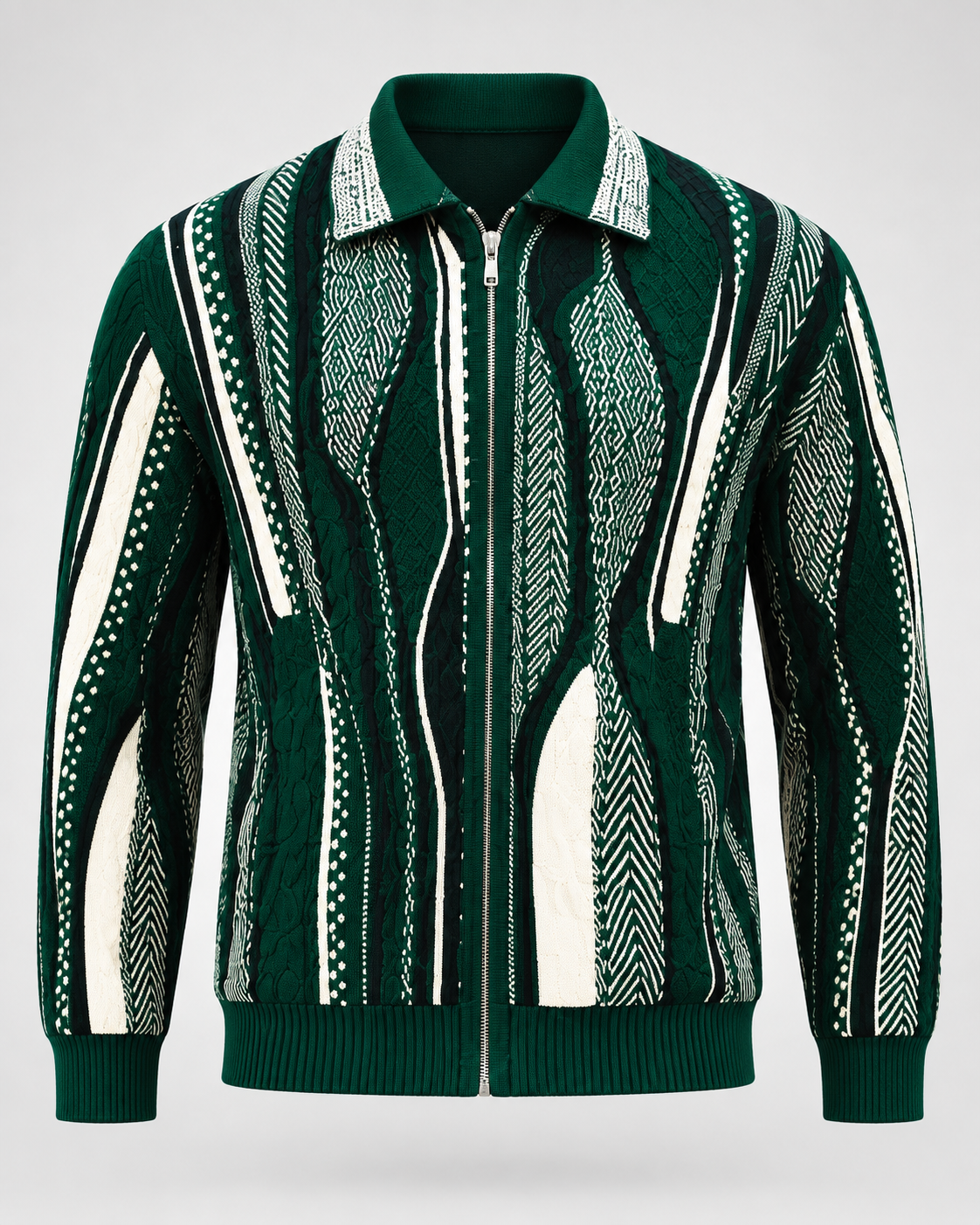 Silversilk 32015 full-zip sweater in Green