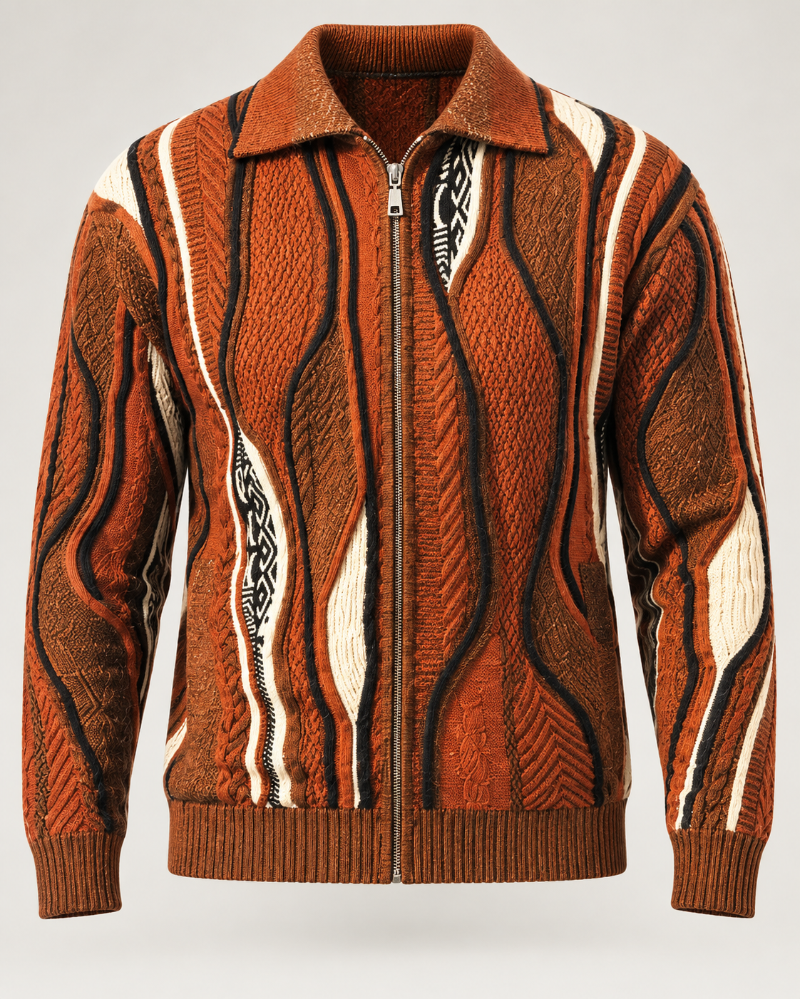 Silversilk 32015 full-zip sweater in Rust