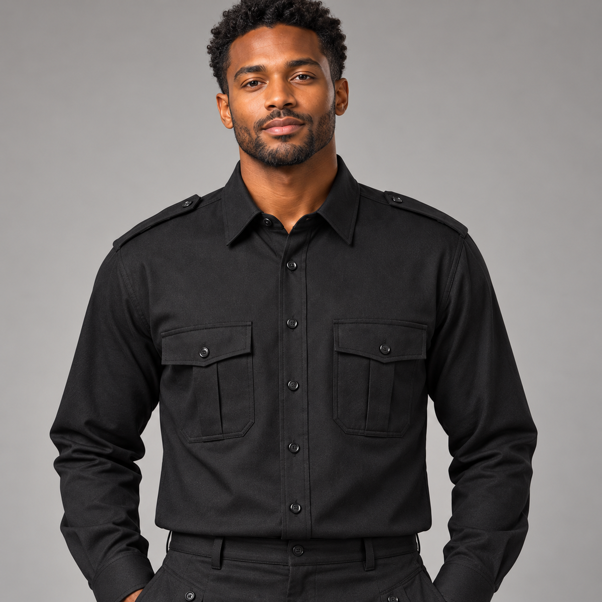 Stacy Adams 35012 black chest pockets on Black male model