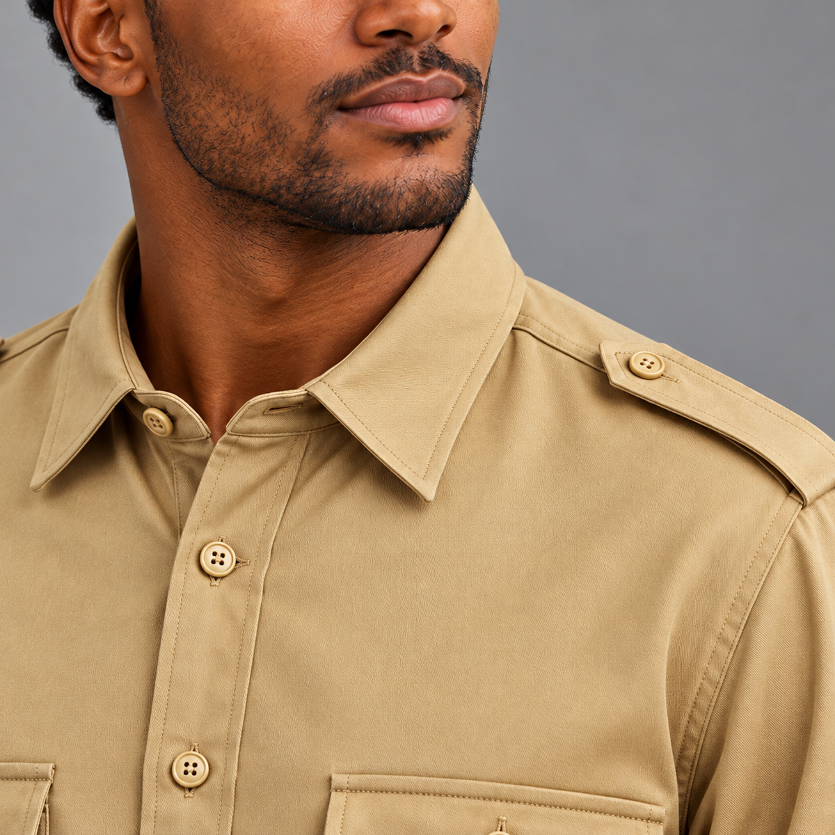 Stacy Adams 35012 khaki collar epaulet on Black male model