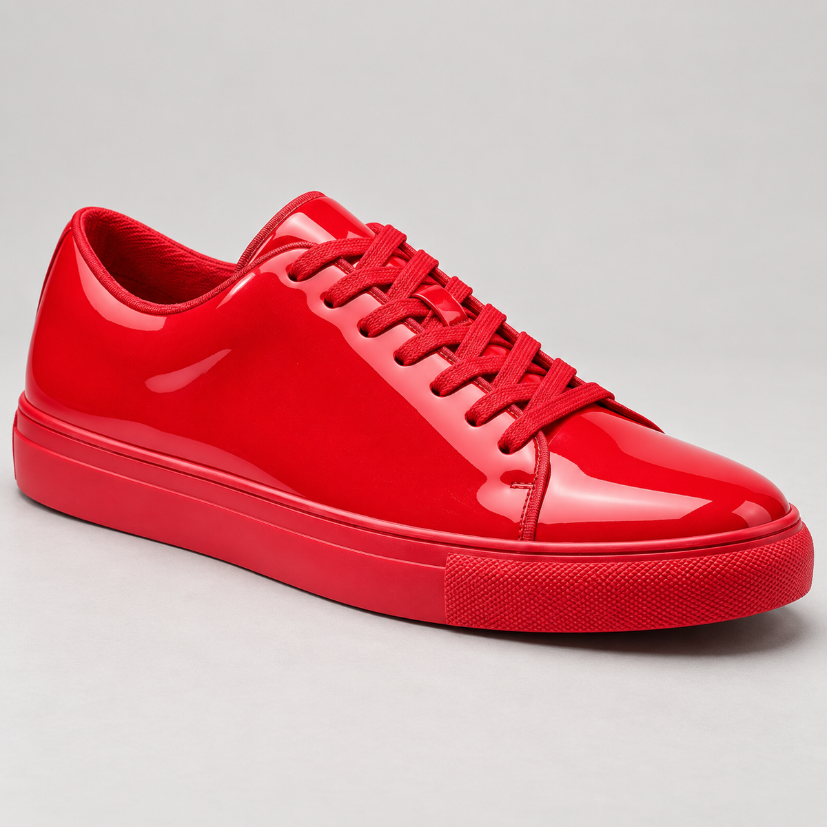 Santino Luciano S441 patent sneaker in Red, studio product photo