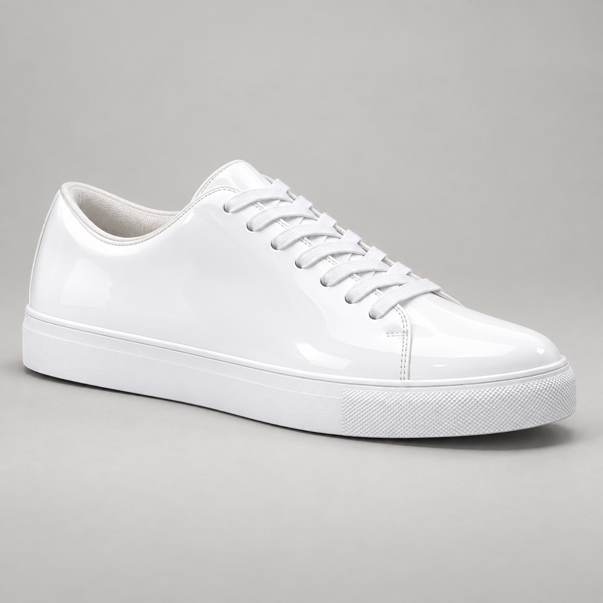 Santino Luciano S441 patent sneaker in White, studio product photo