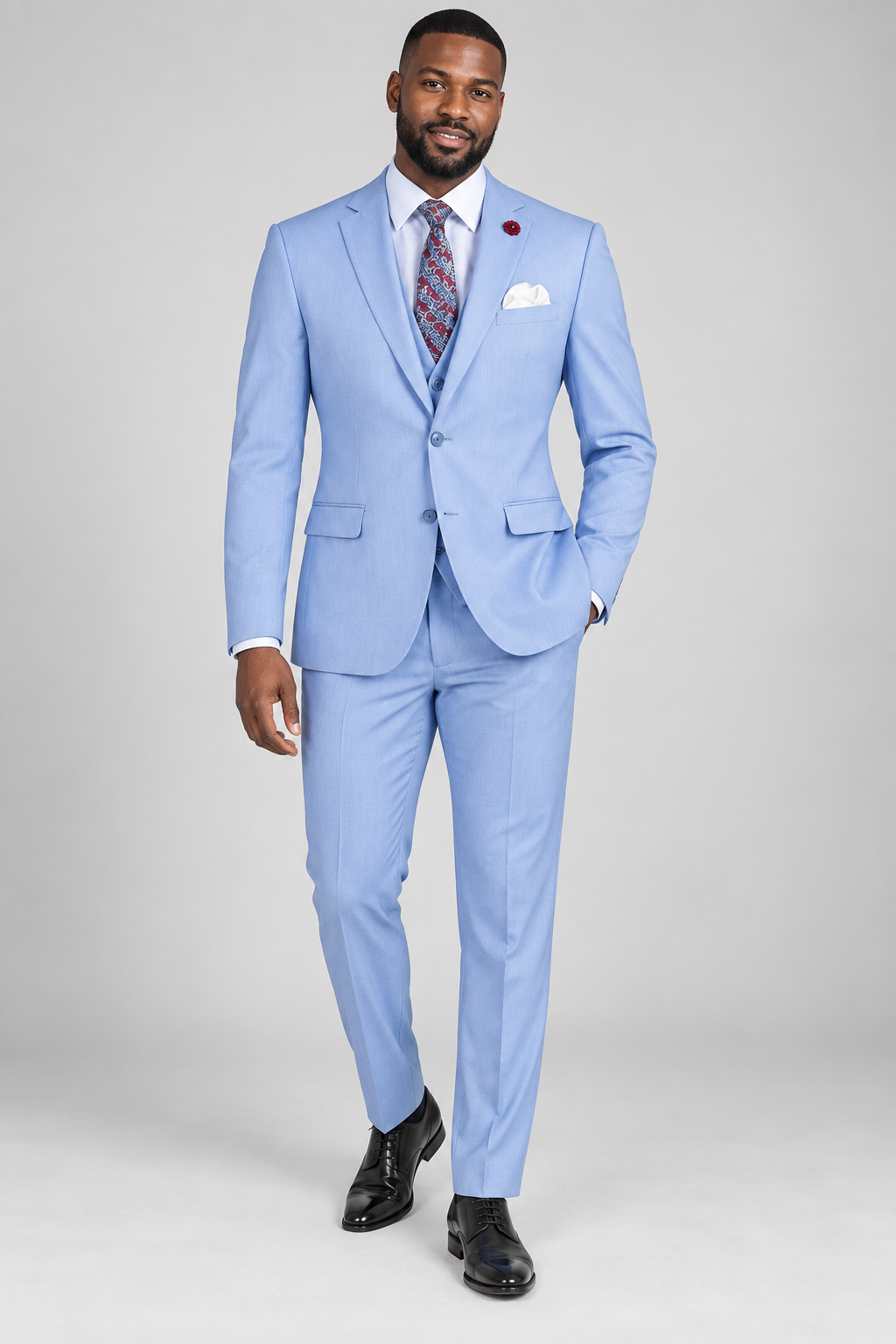 Vinci 3pc Solid Suit (MV2K-2) — Powder Blue, studio photograph