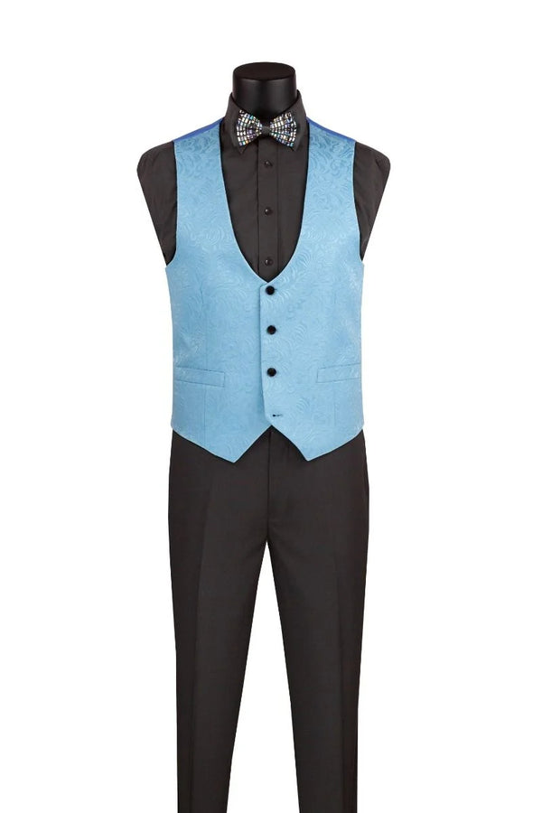 3pc Tuxedo Jacquard Print | Slim Fit (Lt.Blue) | TVSJ1