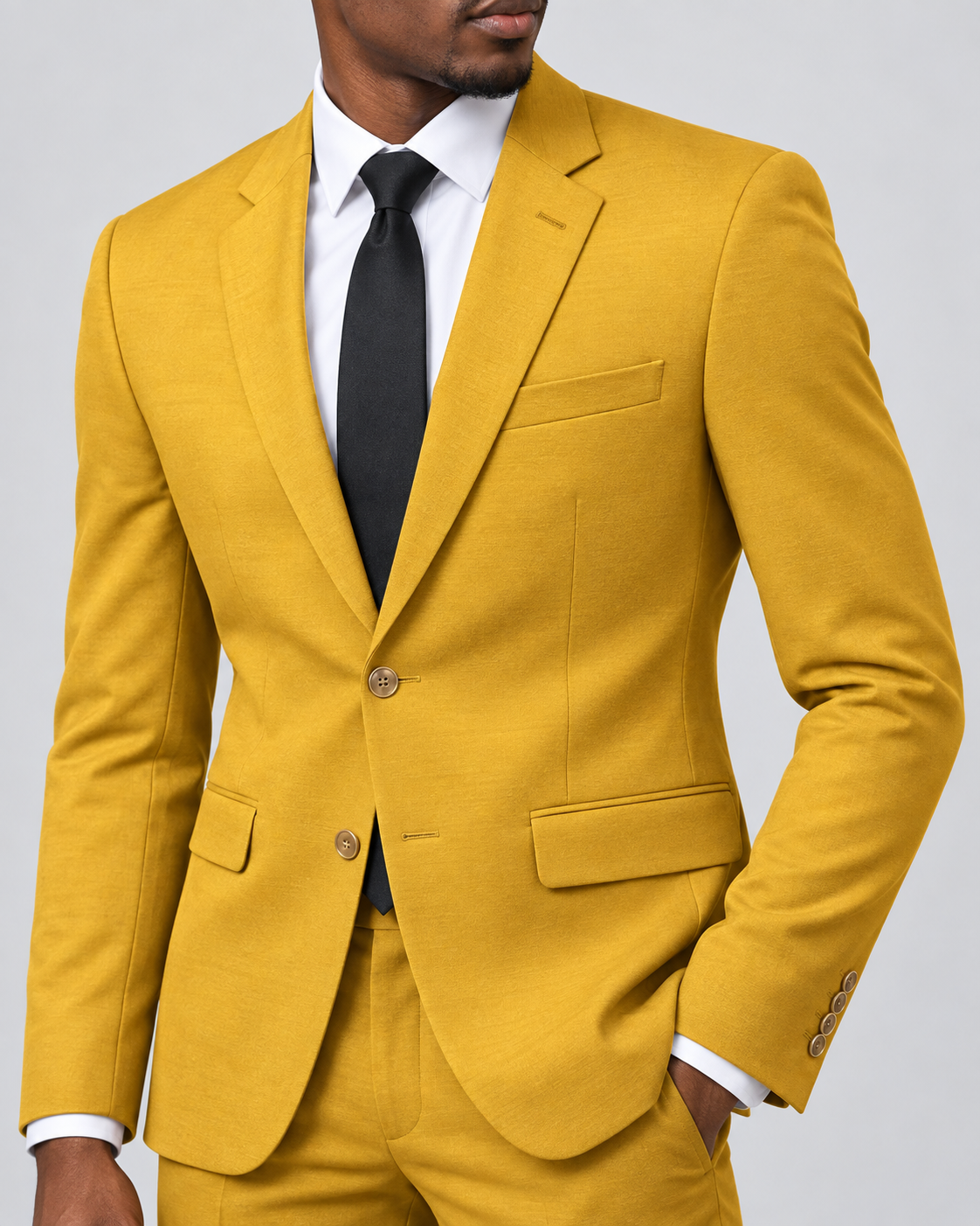 Vinci SDX-3 Gold slim-fit 4-way stretch two-piece suit — jacket fabric and construction detail