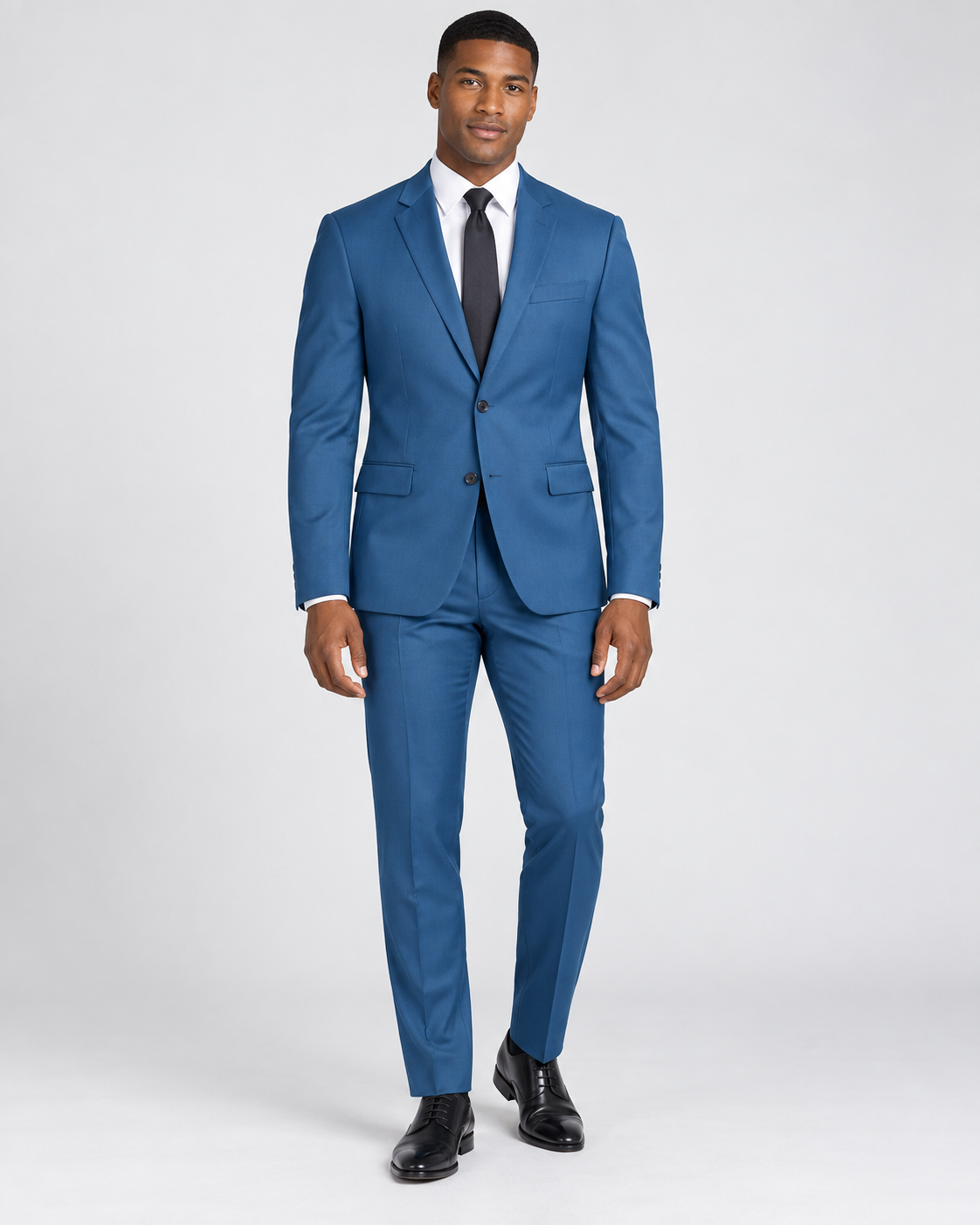Vinci SDX-3 Teal slim-fit 4-way stretch two-piece suit — jacket and matching trousers on model