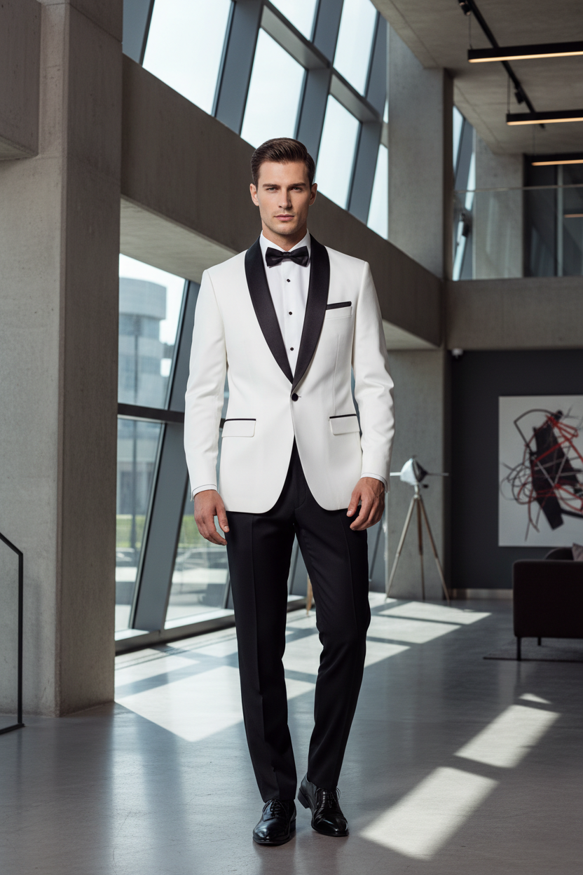 Vinci Slim Fit Tuxedo – White/Black