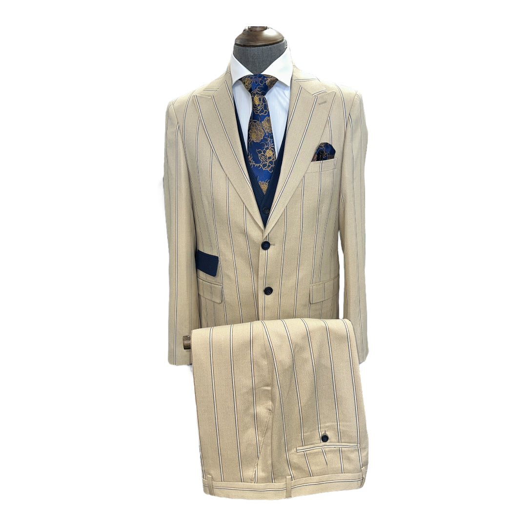 TCW | 3pc TriColor Pinstripe Suit-The City Warehouse-Menswear
