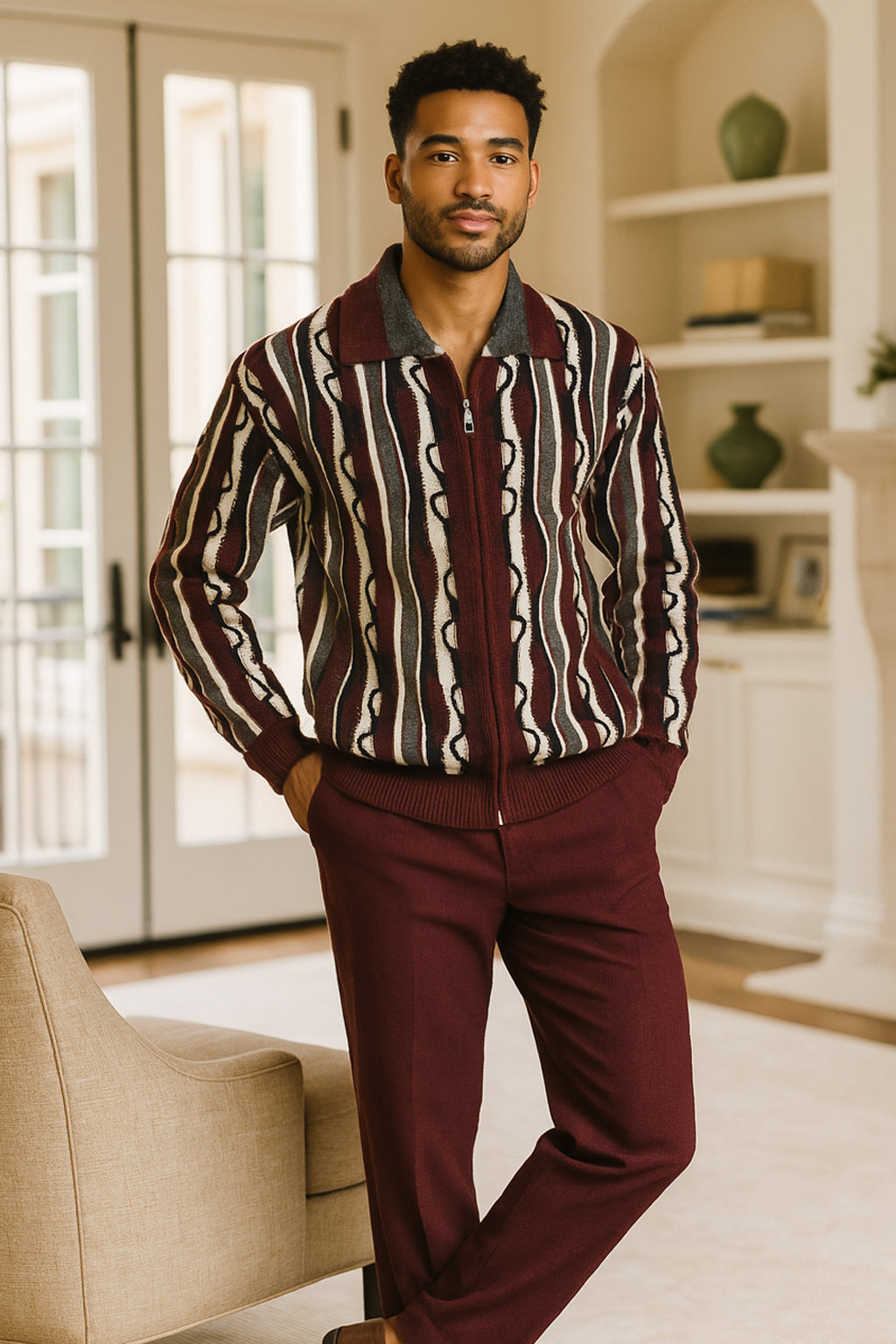 SilverSilk | Full Zip Down Sweater | 12018