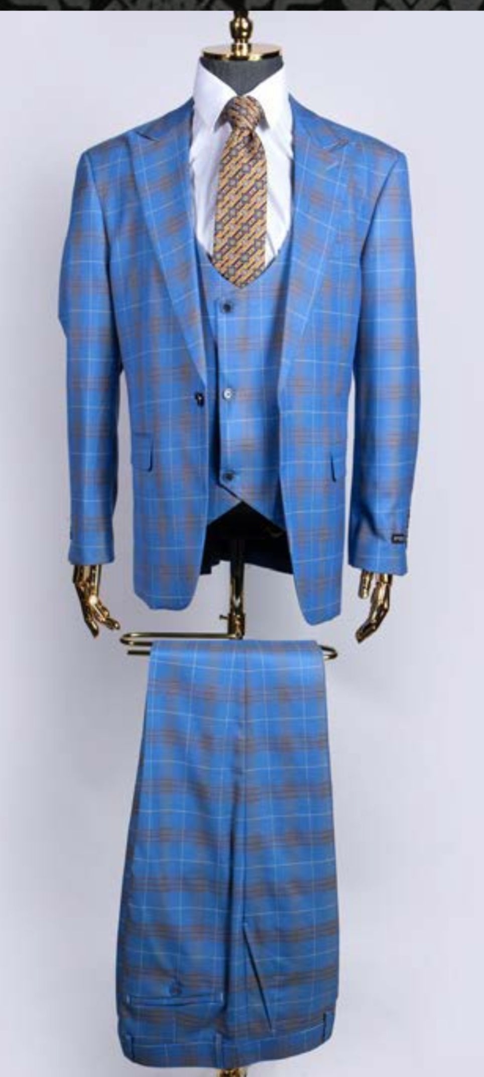 IM241-3pc Plaid-Blue (Slim Fit)-The City Warehouse-Menswear