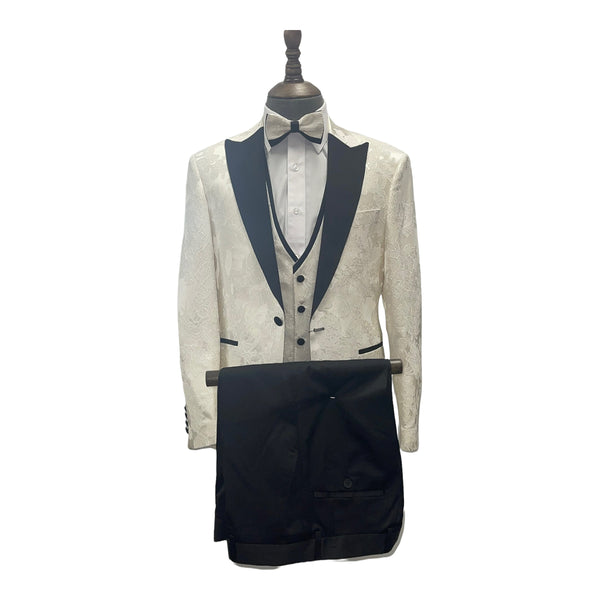 Embroidered 4PC Tuxedo- 884 | Modern Fit | Cream-The City Warehouse-Menswear