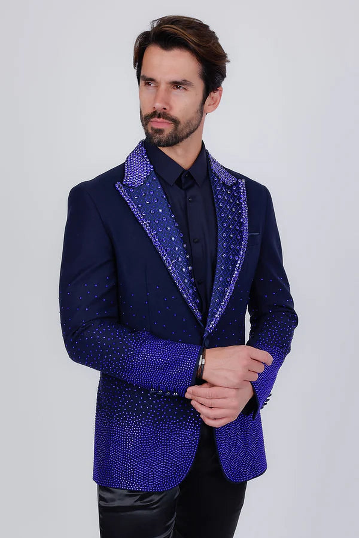 Barabas Rhinestone Blazer (2EBL3) in Navy