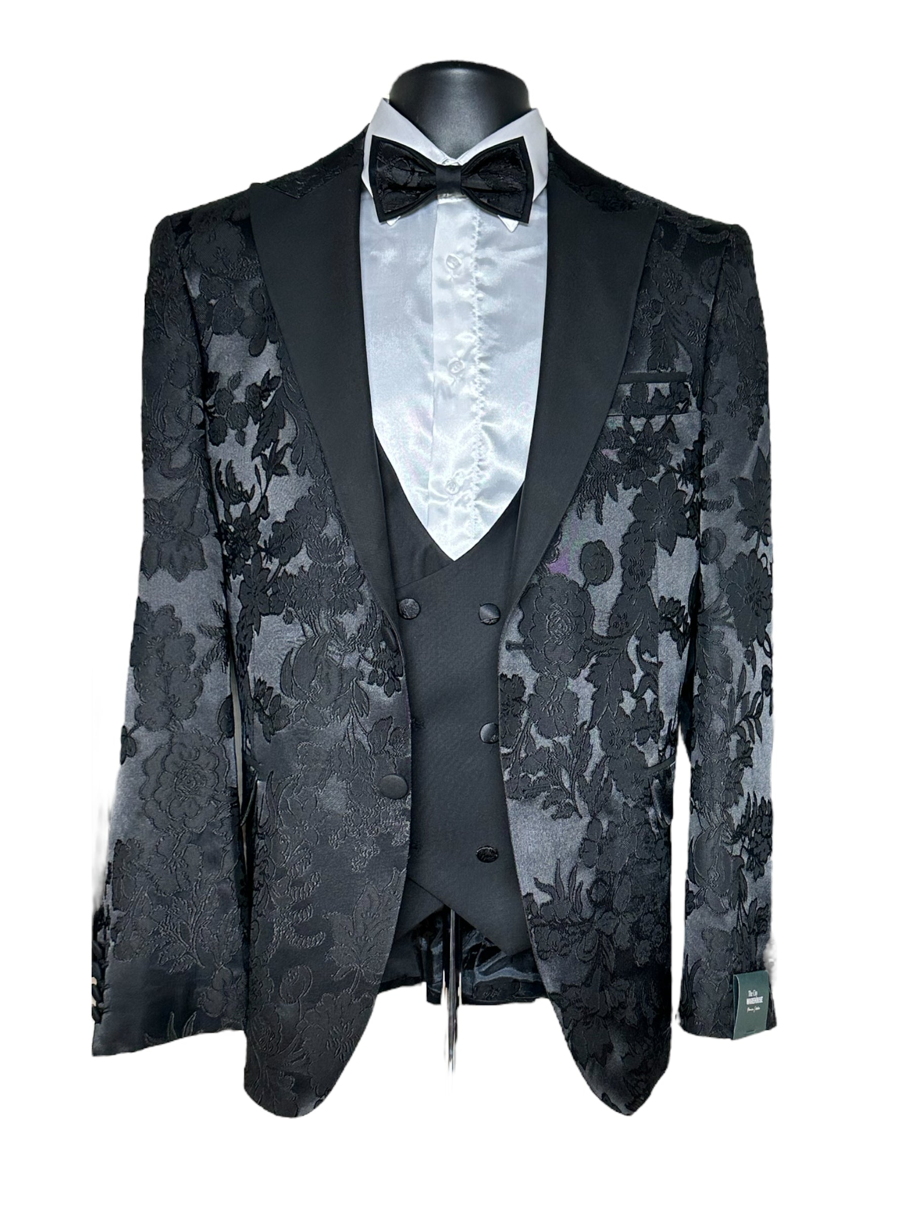 TCW | 4pc Embroidered Tuxedo | Black-The City Warehouse-Menswear