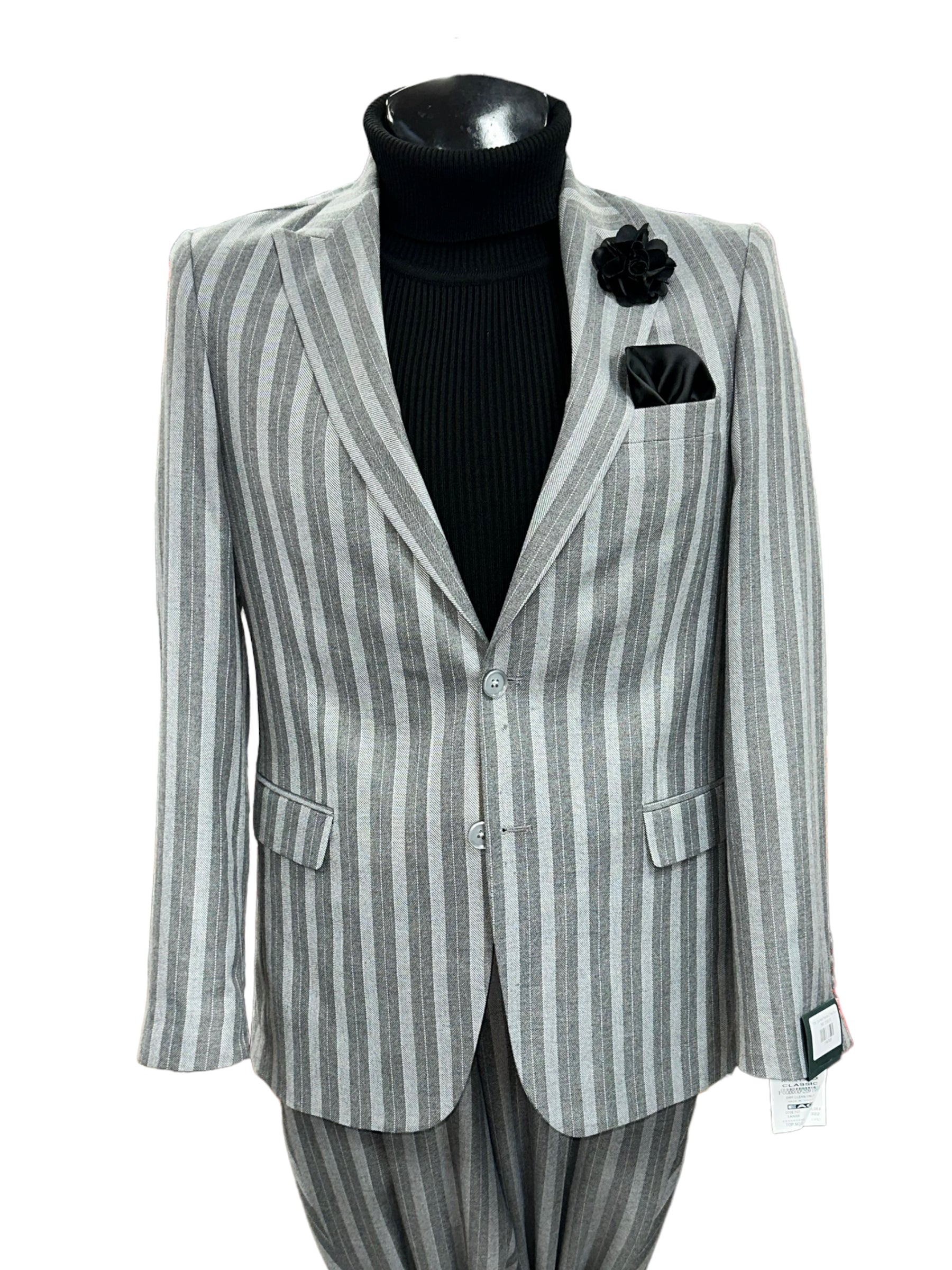 TCW | 2pc Wide Pinstripe (2 Tone Gray)-The City Warehouse-Menswear