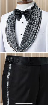 Marco Lorenzo| Slim Fit Wide Collar Studded Tuxedo-The City Warehouse-Menswear
