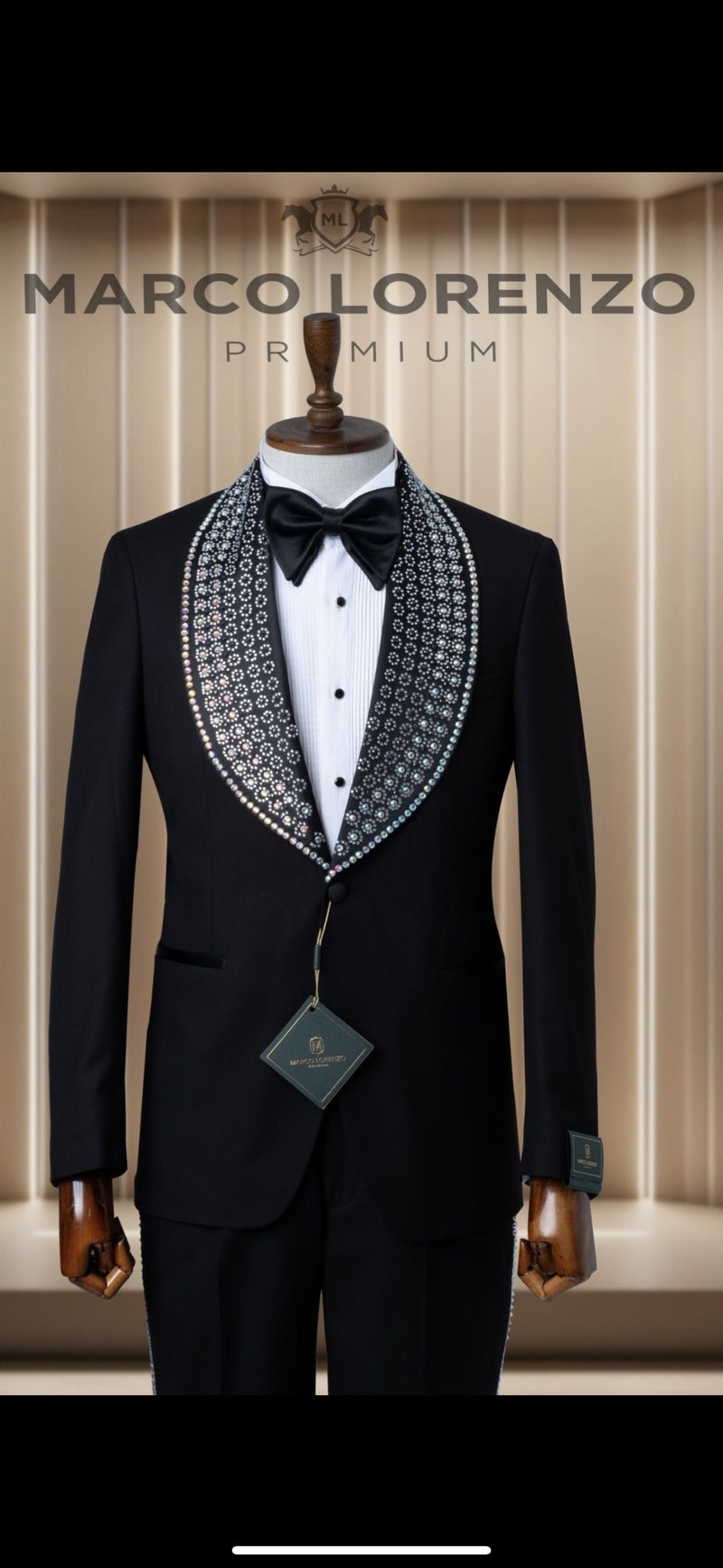 Marco Lorenzo| Slim Fit Wide Collar Studded Tuxedo-The City Warehouse-Menswear