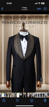 Marco Lorenzo| Slim Fit Wide Collar Studded Tuxedo-The City Warehouse-Menswear