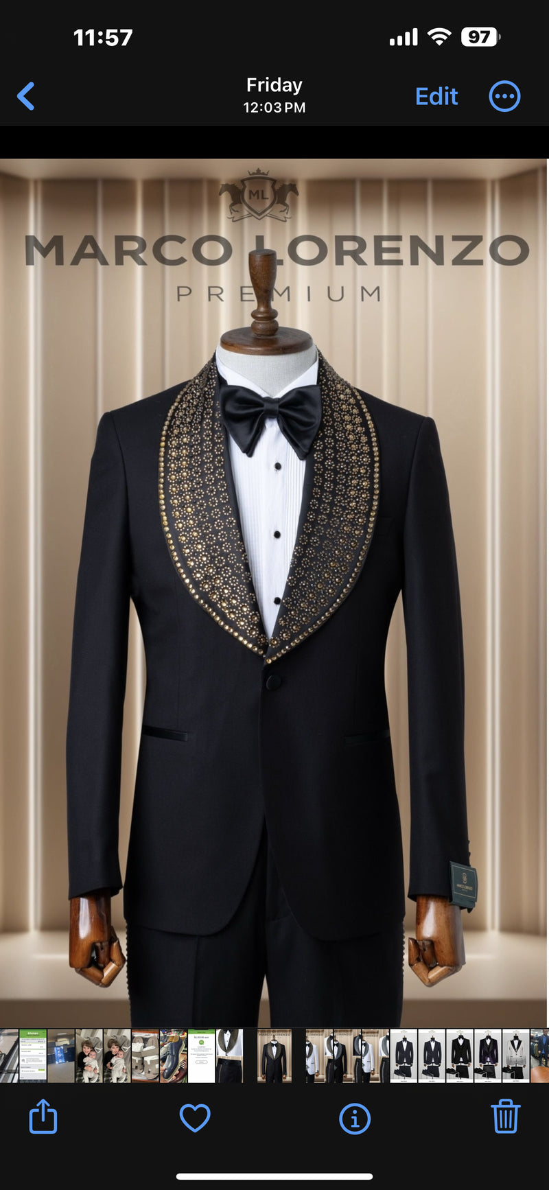 Marco Lorenzo| Slim Fit Wide Collar Studded Tuxedo-The City Warehouse-Menswear