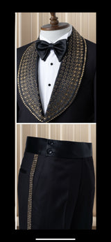 Marco Lorenzo| Slim Fit Wide Collar Studded Tuxedo-The City Warehouse-Menswear