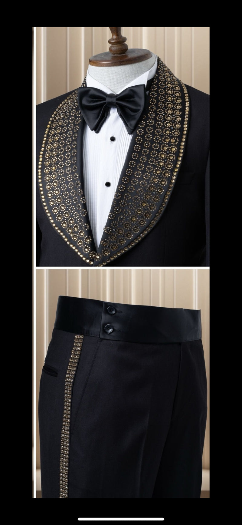 Marco Lorenzo| Slim Fit Wide Collar Studded Tuxedo-The City Warehouse-Menswear