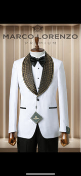 Marco Lorenzo| Slim Fit Wide Collar Studded Tuxedo-The City Warehouse-Menswear