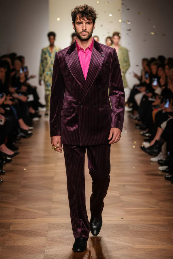 Barabas | DB PinStripe Velvet Suit | 5SU52
