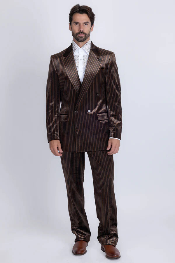 Barabas | DB PinStripe Velvet Suit | 5SU52