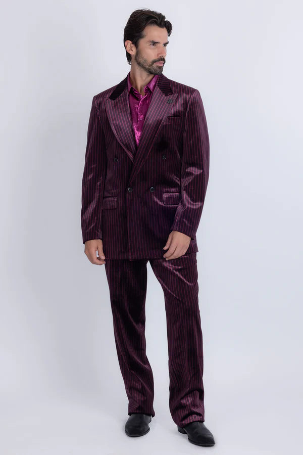 Barabas | DB PinStripe Velvet Suit | 5SU52