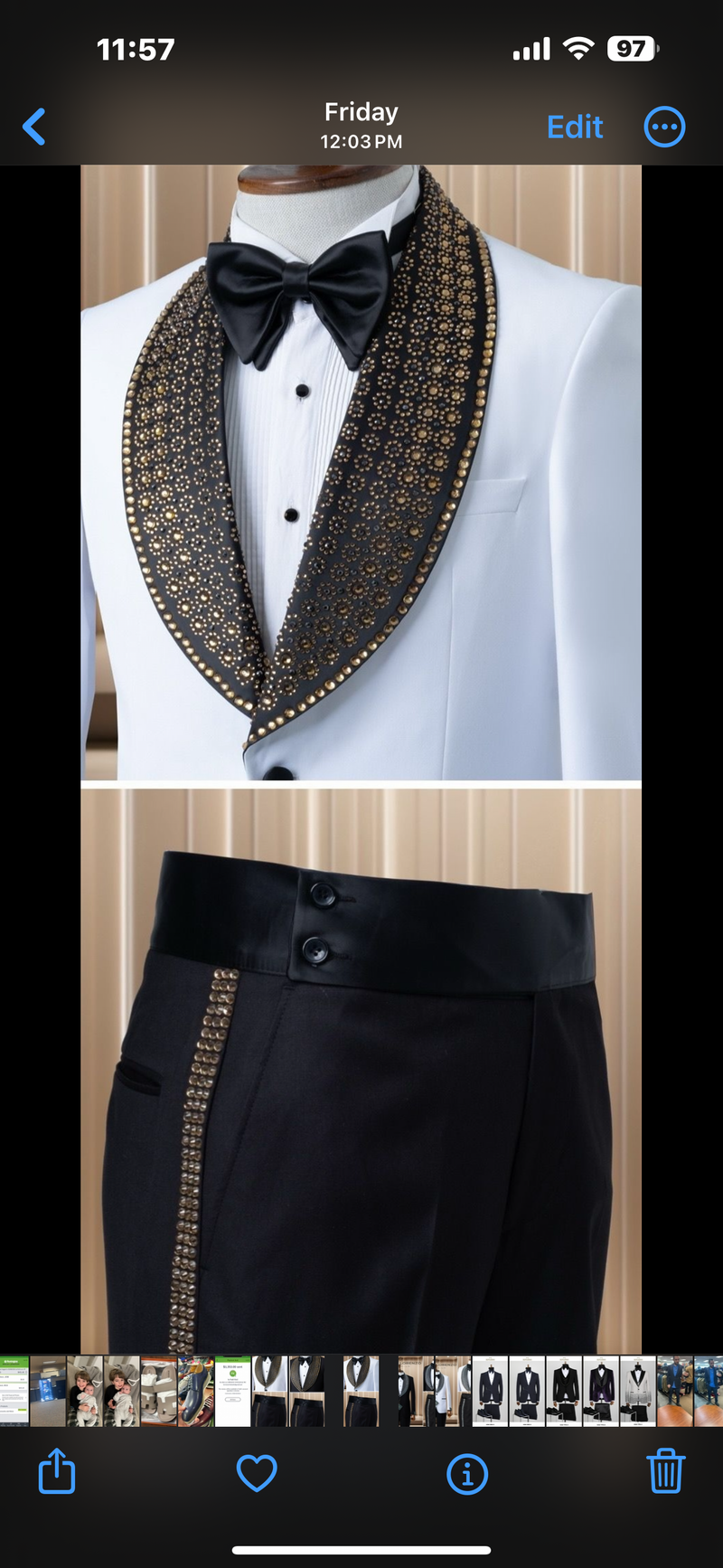 Marco Lorenzo| Slim Fit Wide Collar Studded Tuxedo