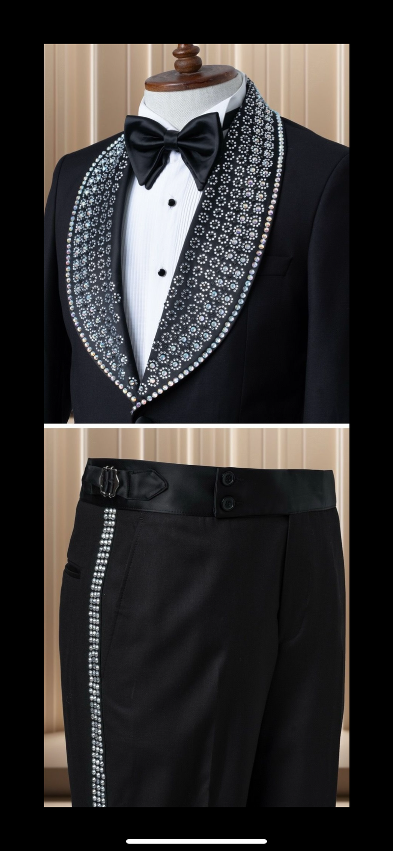 Marco Lorenzo| Slim Fit Wide Collar Studded Tuxedo