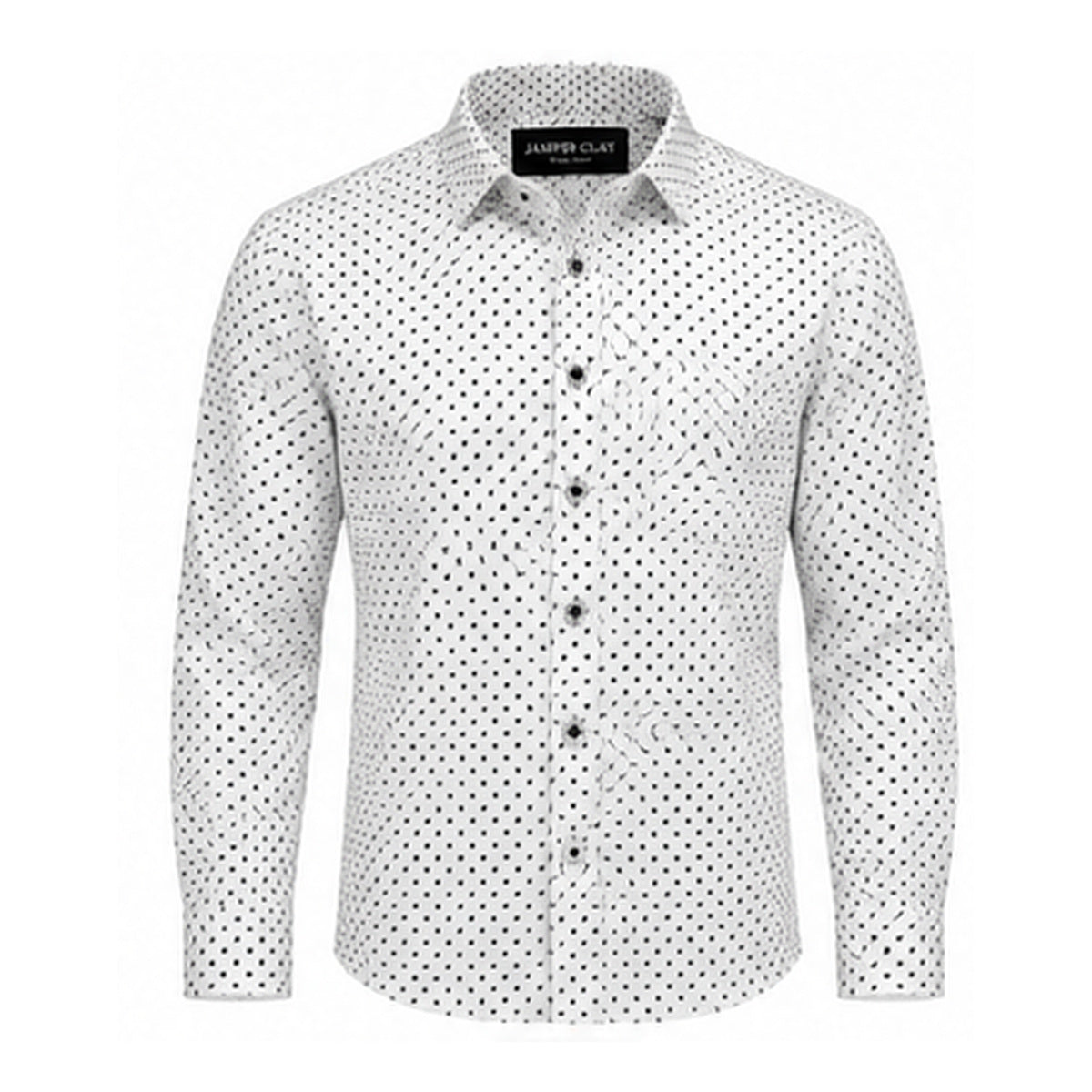 Jasper Clay JCLS23 white patterned shirt front view