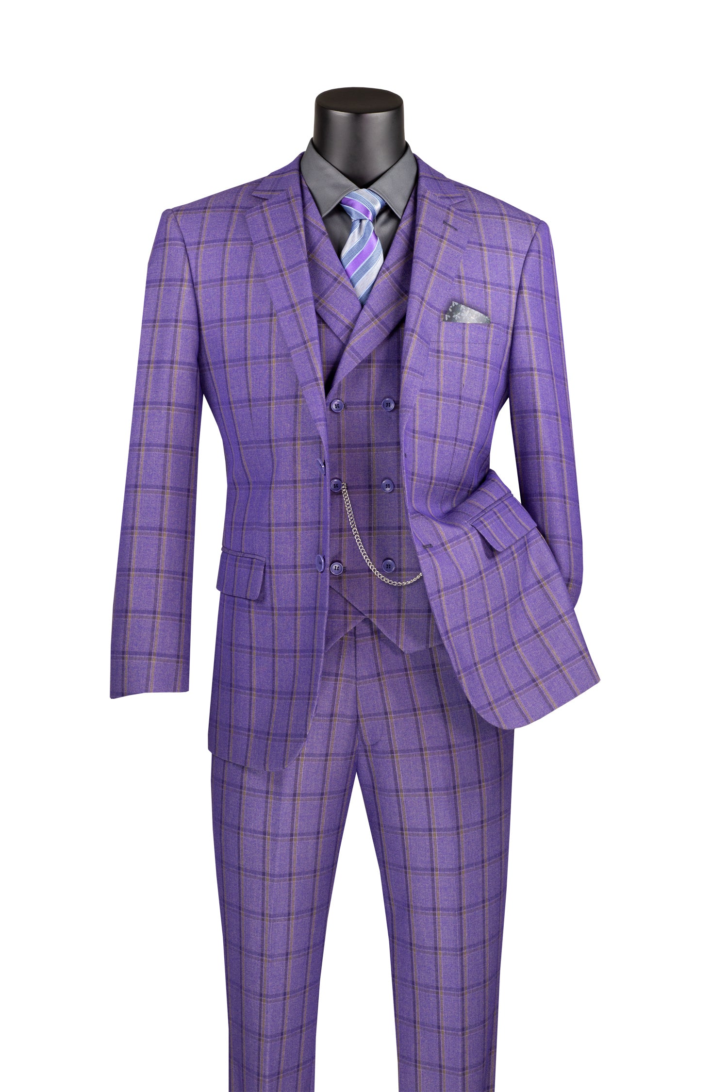 Vinci | 3pc Plaid Suit | MV2W-4-The City Warehouse-Menswear