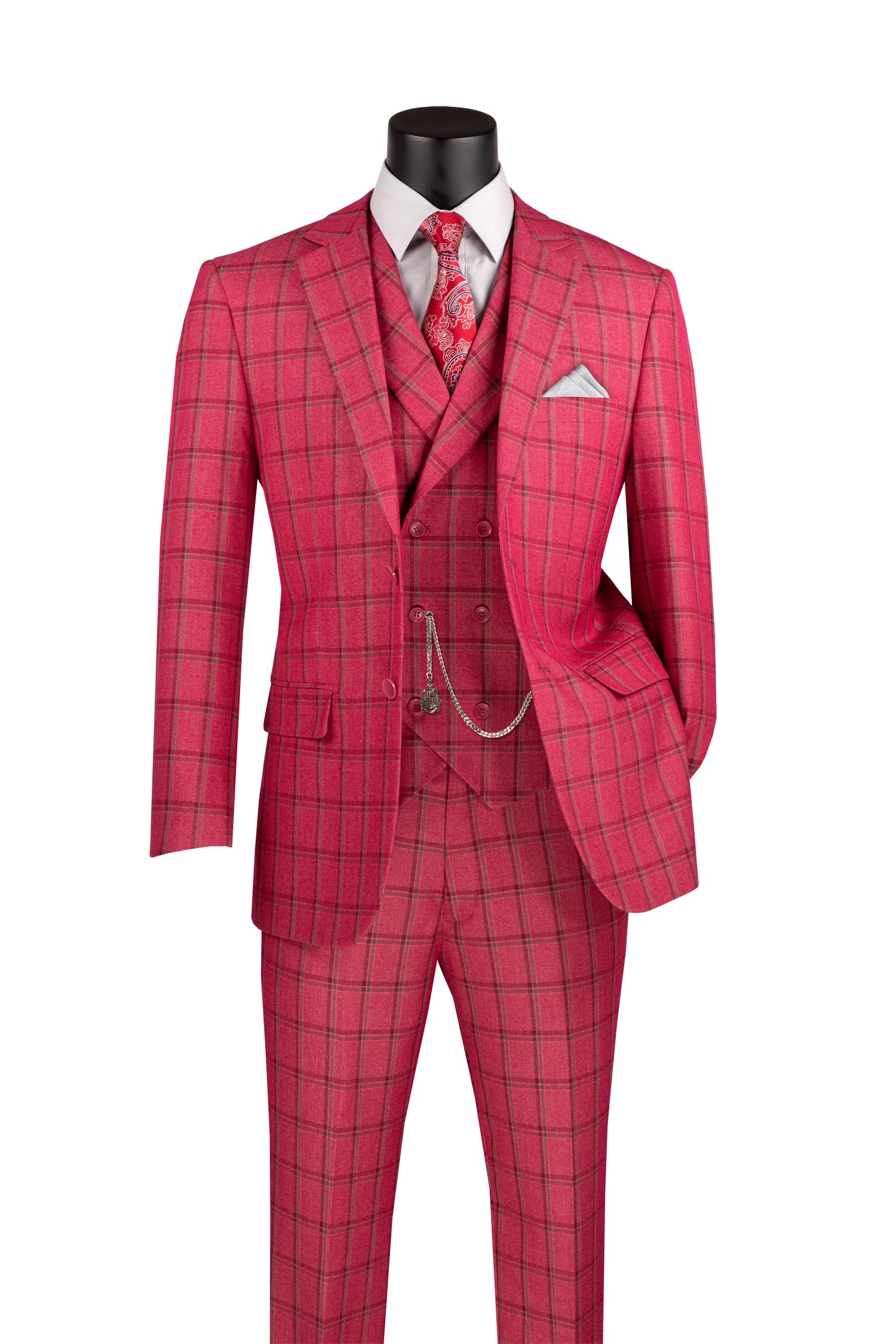 Vinci | 3pc Plaid Suit | MV2W-4-The City Warehouse-Menswear