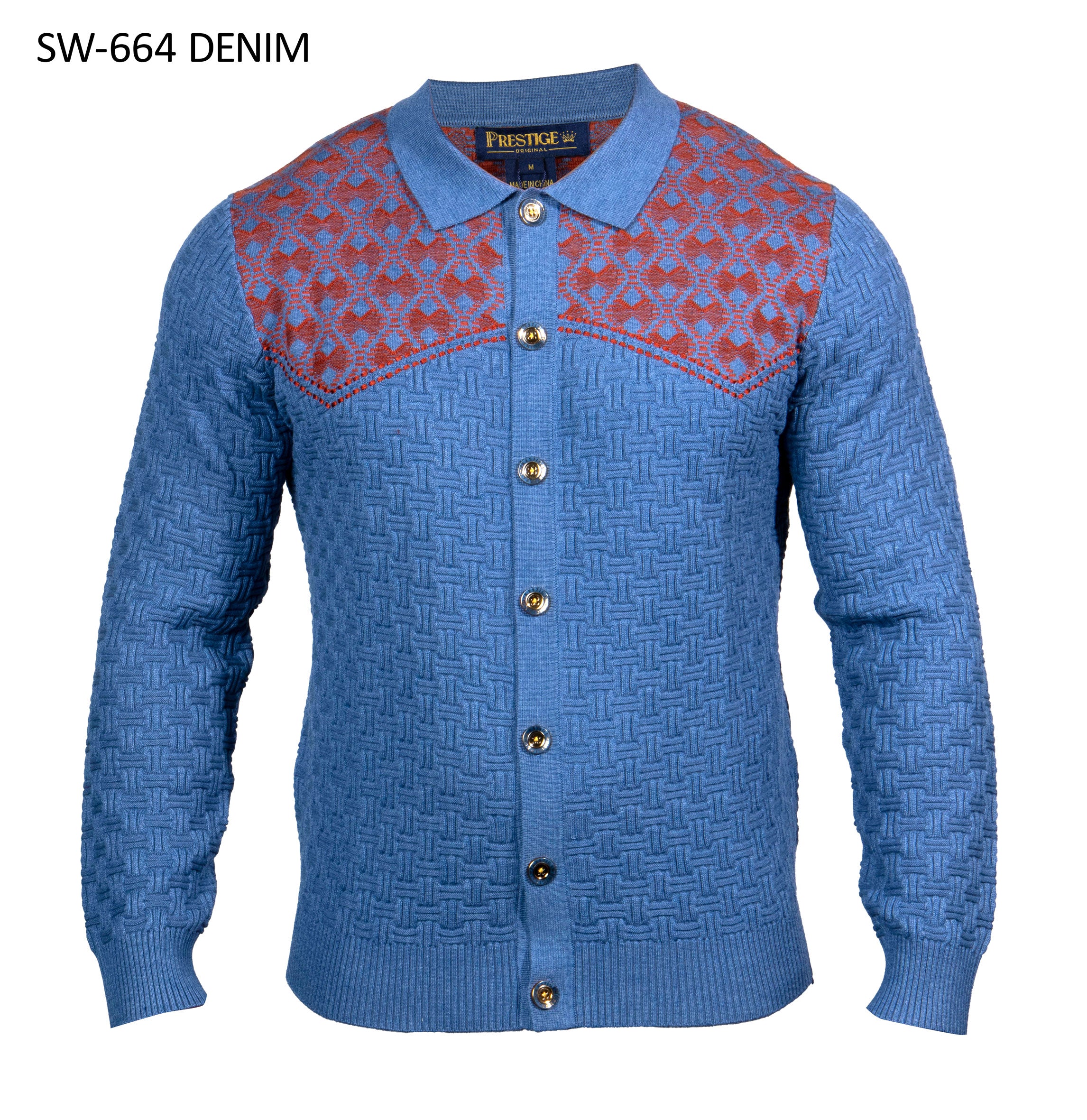 Prestige | Full Button Textured Polo | SW-664