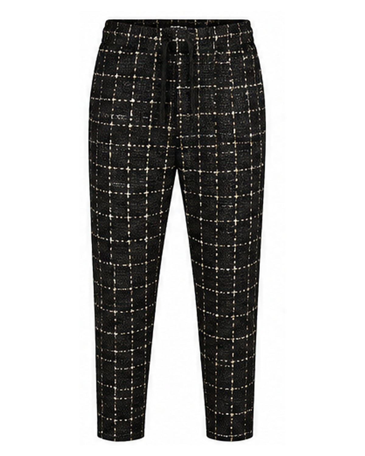 T.R TRST-513 black matching textured trousers front