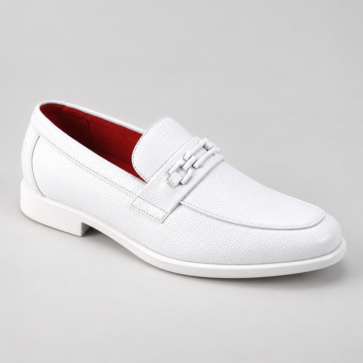 Ashford ASH4 White moc-toe slip-on - professional studio photograph