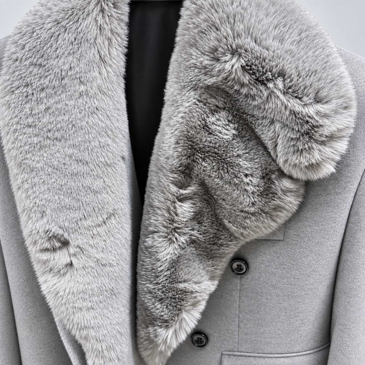 Barabas Yonge 5C03 Grey removable faux fur collar and fabric detail