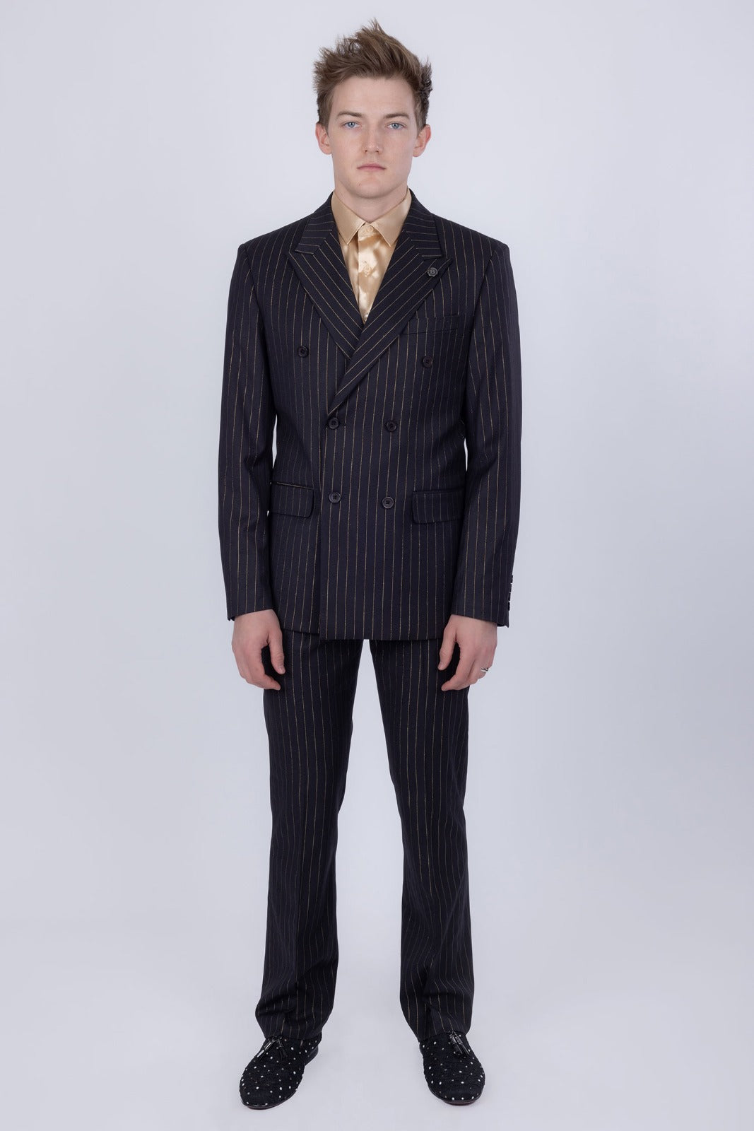 Barabas Palma Pinstripe 2pc Suit in black